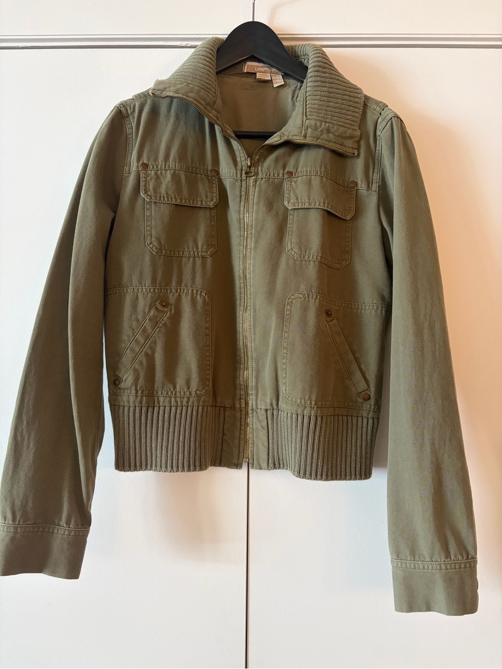 Olive Green Zip-Front Utility Jacket